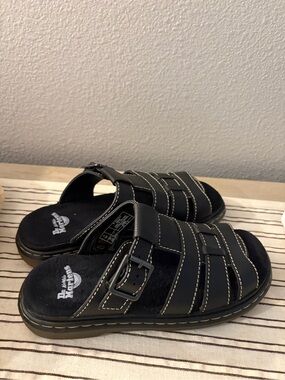 Dr. Martens Black Leather Slide Sandals